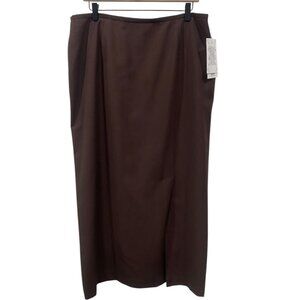 NWT Vintage A-line Maxi 100% Virgin Wool Skirt Brown Tall Girl Canada Size 18